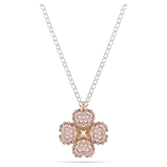 swarovski latisha pendant  flower  pink  mixed metal finish