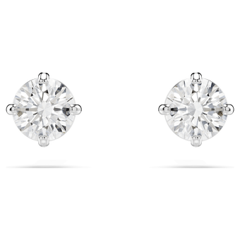 swarovski stilla attract stud earrings round cut white rhodium plated