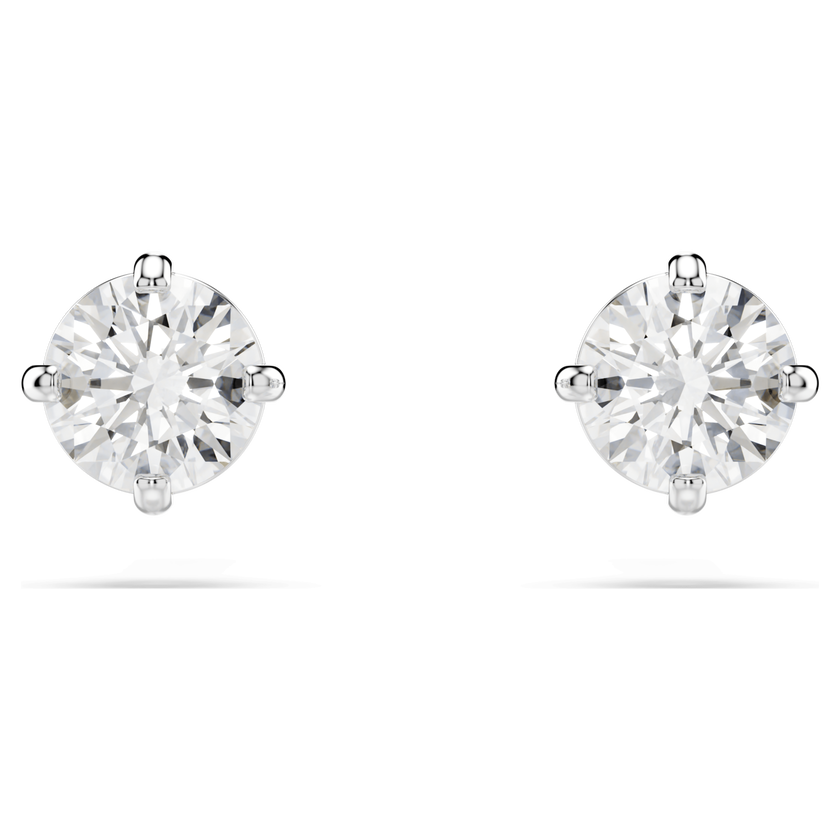swarovski stilla attract stud earrings  round cut  white  rhodium plated