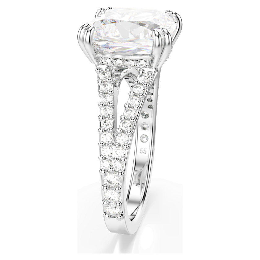 swarovski stilla ring  square cut  white  silver tone finish