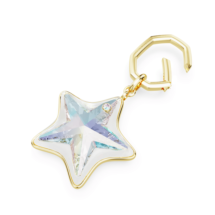 swarovski bag charm  mixed cuts  star  white  gold tone plated