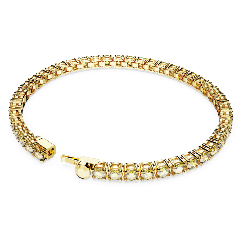swarovski matrix tennis bracelet  round cut  yellow  gold tone plated