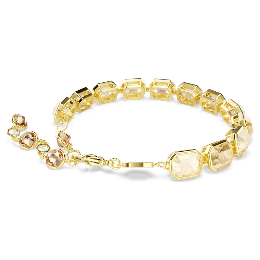 swarovski millenia tennis bracelet  octagon cut  caramel  gold tone plated