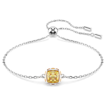 swarovski birthstone bracelet  square cut  november  yellow  rhodium plated