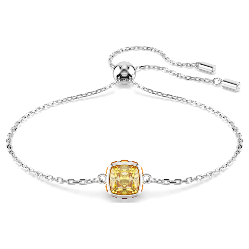 swarovski birthstone bracelet  square cut  november  yellow  rhodium plated
