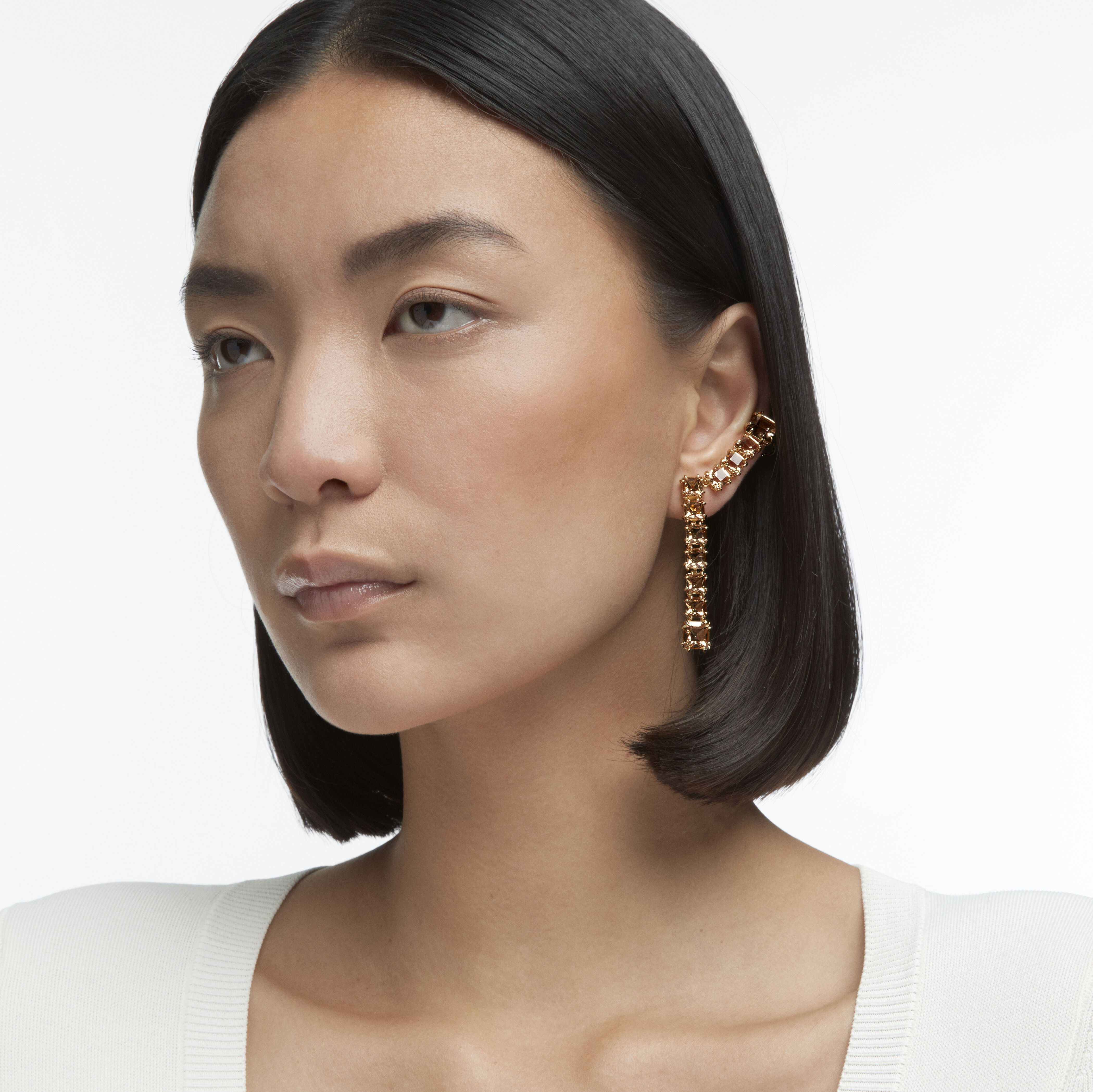 Swarovski crystal asymmetrical earrings top