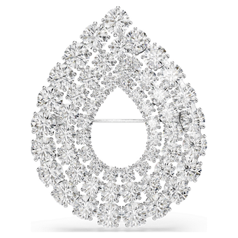 swarovski matrix brooch round cut white rhodium plated