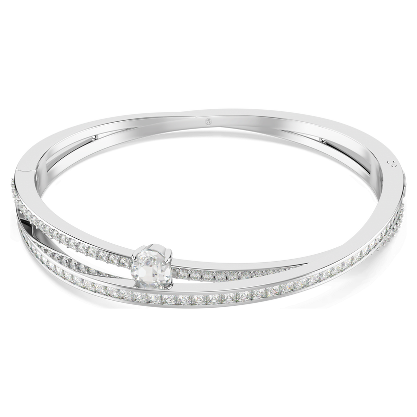 swarovski hyperbola bangle  mixed cuts  white  rhodium plated