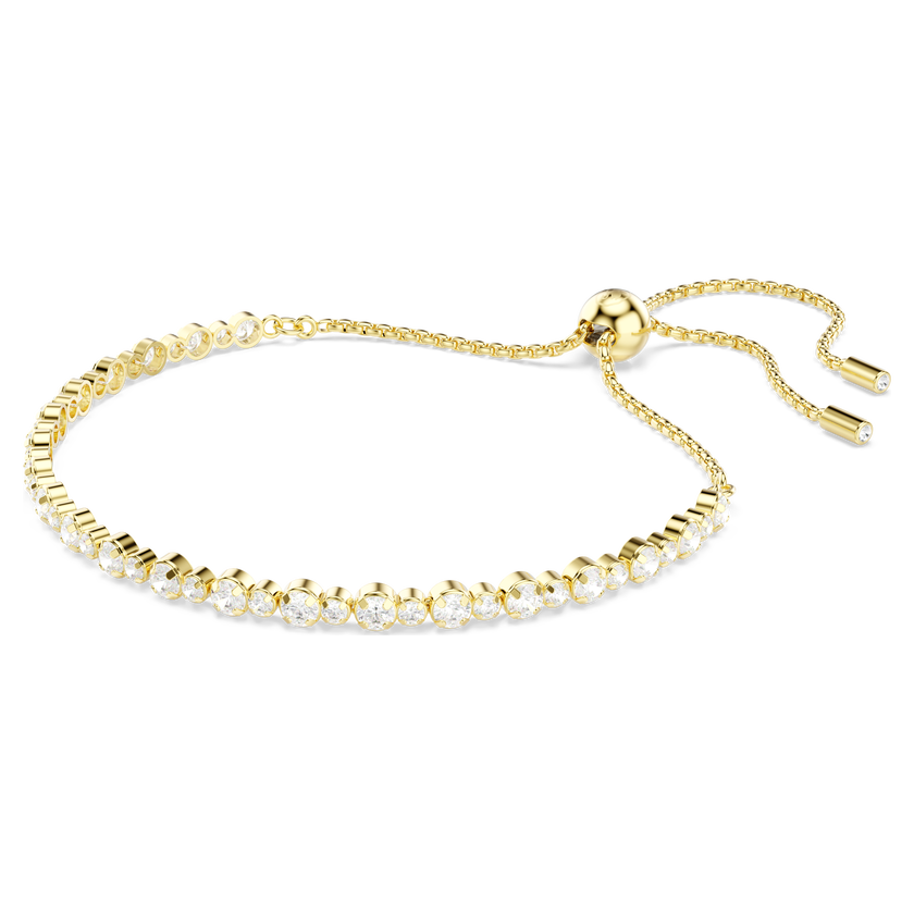 swarovski matrix tennis bracelet  round cut  white  gold tone plated