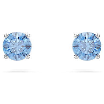 swarovski stilla attract stud earrings round cut blue rhodium plated
