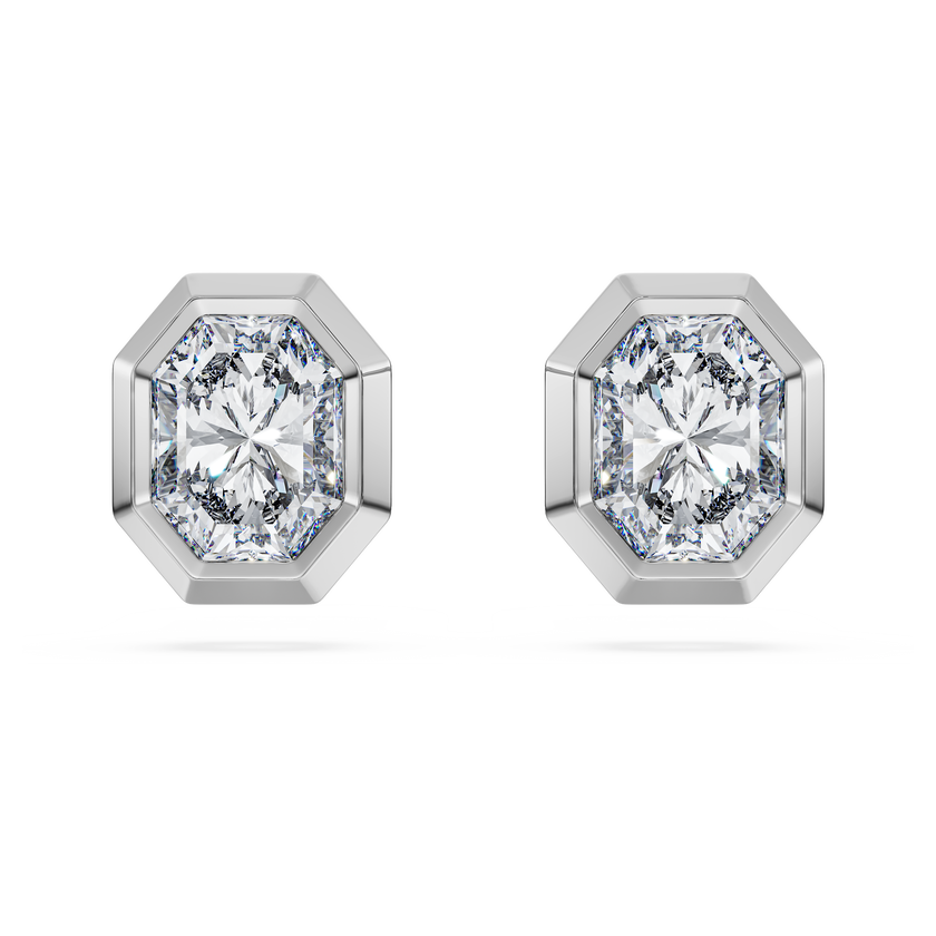swarovski octagon stud earrings  lab grown diamonds 1 0 ct tw  octagon shape  18k white gold