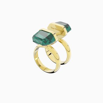 Lucent ring, Magnetic, Green, Gold-tone plated