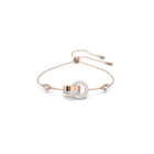 Hollow bracelet, White, Rose-gold tone plated