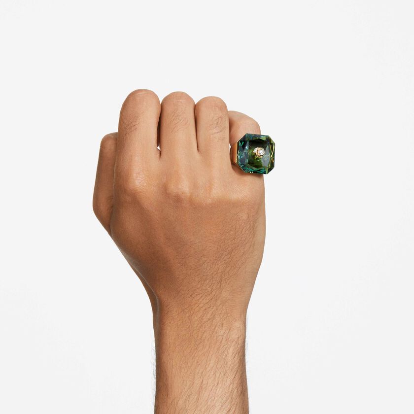 swarovski studiosa ring  octagon cut crystal  green  gold tone plated