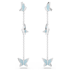 swarovski lilia drop earrings butterfly blue rhodium plated