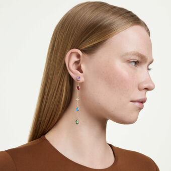 swarovski imber drop earrings  mixed cuts  multicolored  18k gold finish