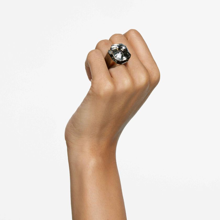 swarovski studiosa ring  gray  gold tone plated
