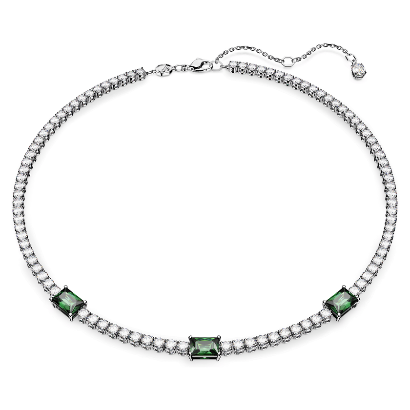 swarovski matrix tennis necklace  mixed cuts  green  rhodium plated