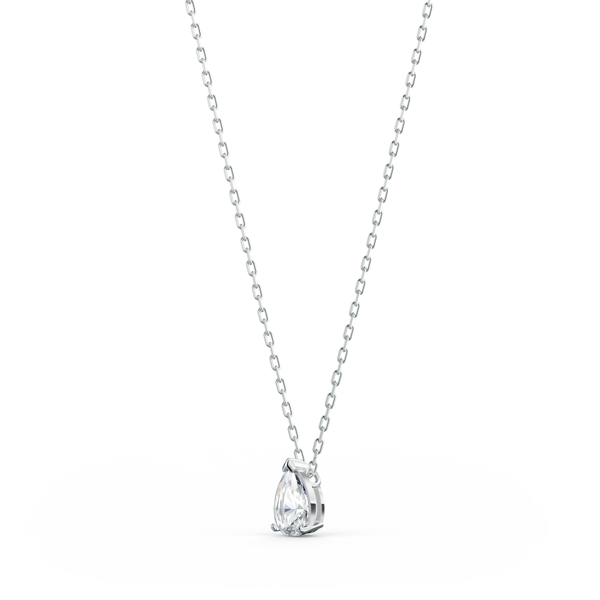 Attract  Pear Set, White, Rhodium plated