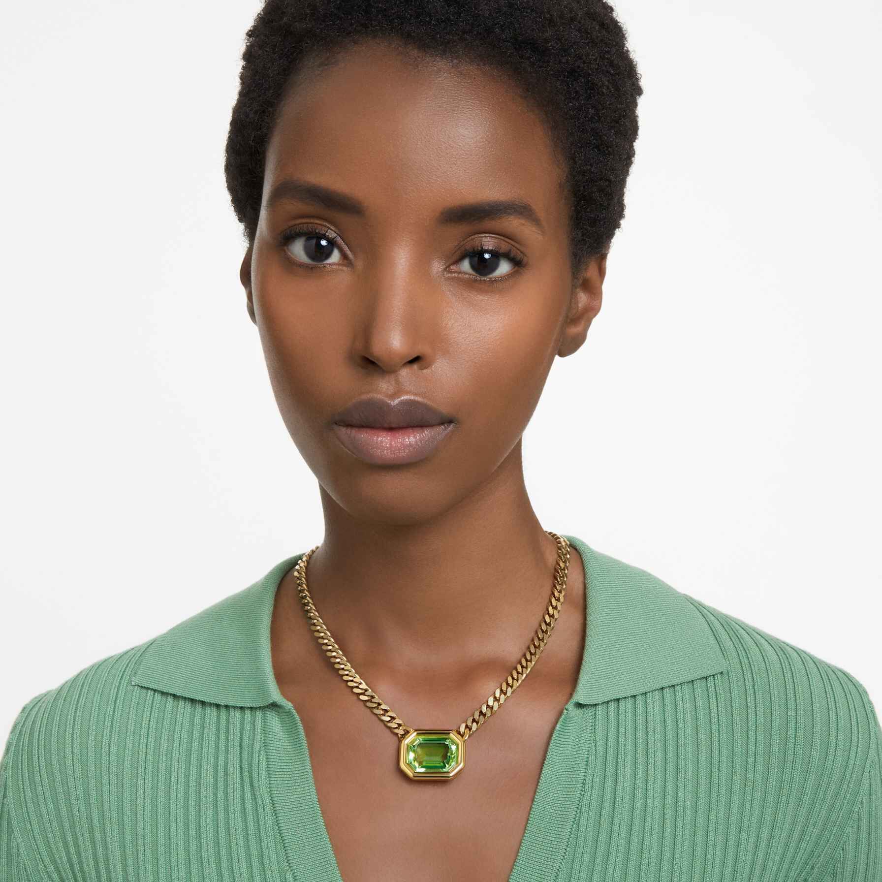 Buy Swarovski Imber pendant Octagon cut Green Gold tone plated