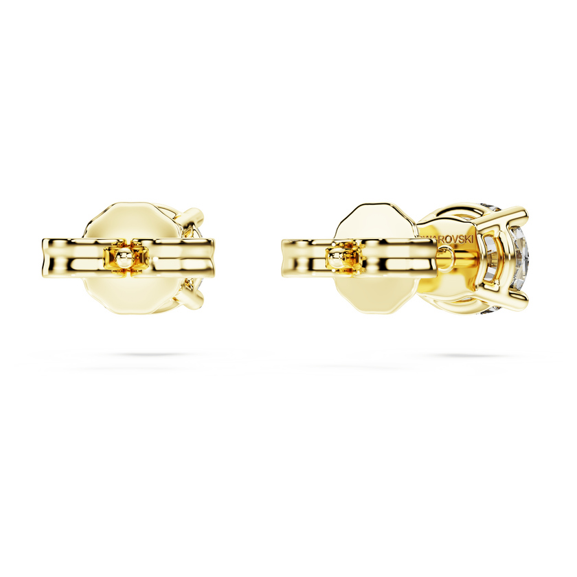 swarovski eternity solitaire stud earrings  lab grown diamonds 1 ct tw  round shape  18k yellow gold