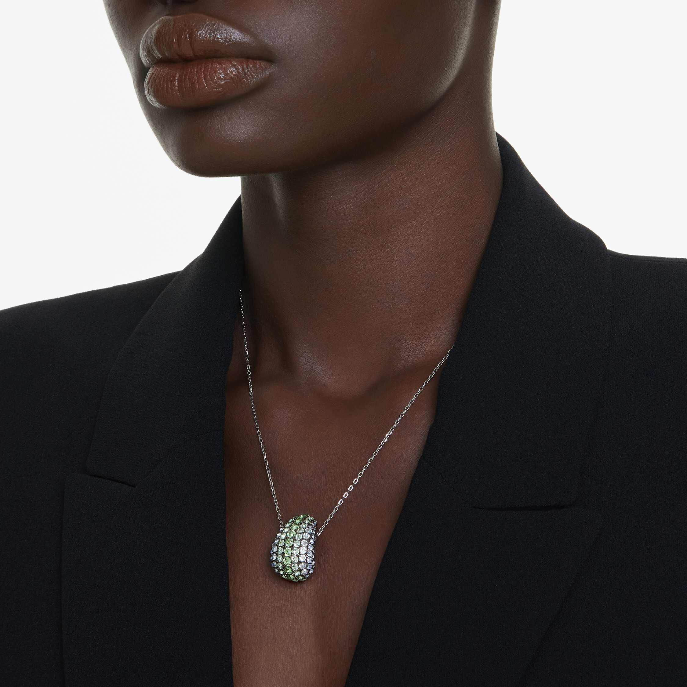 swarovski sublima pendant  round cut  multicolored  ruthenium plated