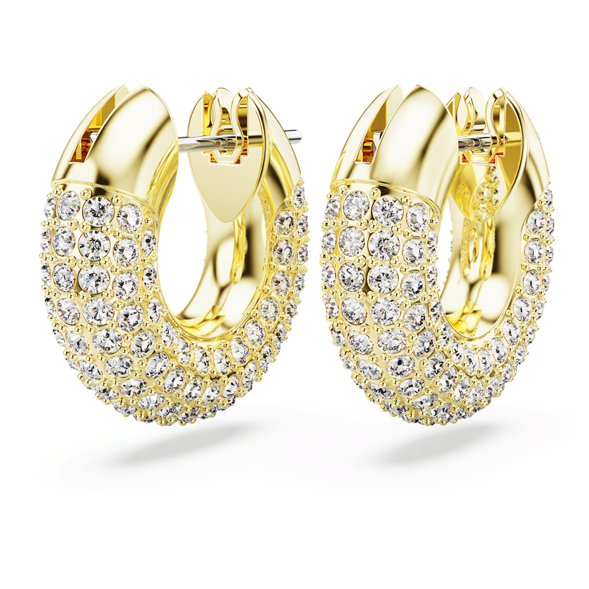 swarovski dextera hoop earrings  small  white  18k gold finish