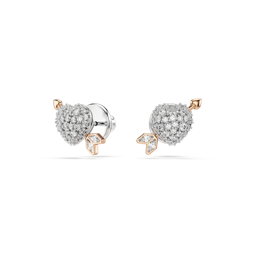 swarovski idyllia set  mixed cuts  heart with arrow  white  rose gold tone plated