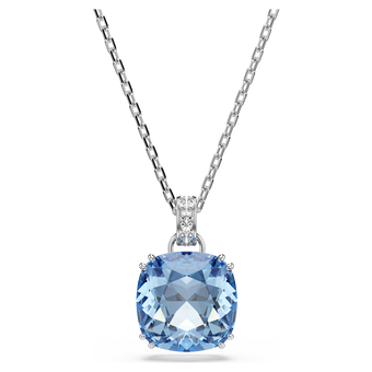swarovski millenia pendant  cushion cut  blue  rhodium plated
