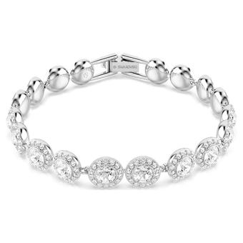 swarovski una angelic tennis bracelet  round cut  white  rhodium plated