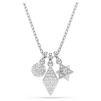 swarovski dextera pendant round cut sphere and cube white rhodium plated