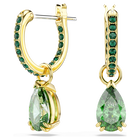 swarovski attract drop earrings pear cut green gold tone plated