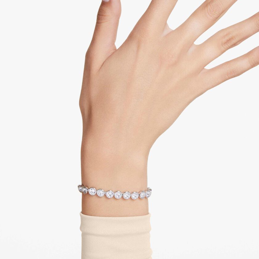 swarovski imber tennis bracelet  round cut  white  rhodium plated