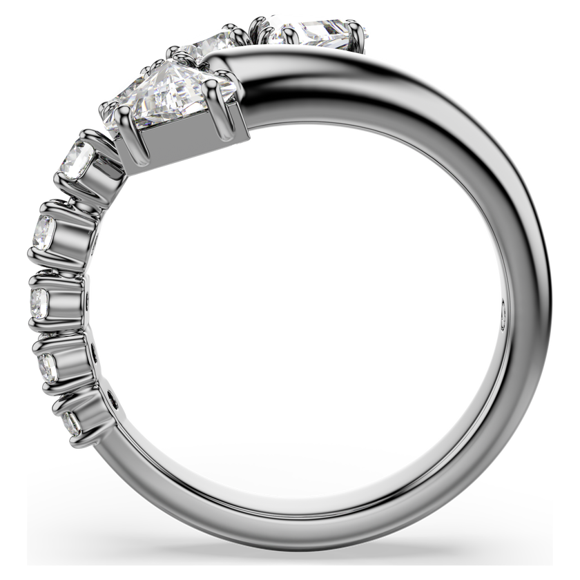 swarovski sublima open ring  mixed cuts  white  ruthenium plated