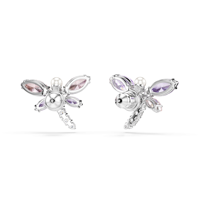 ariana grande x swarovski stud earrings  mixed cuts  dragonfly  multicolored  rhodium plated