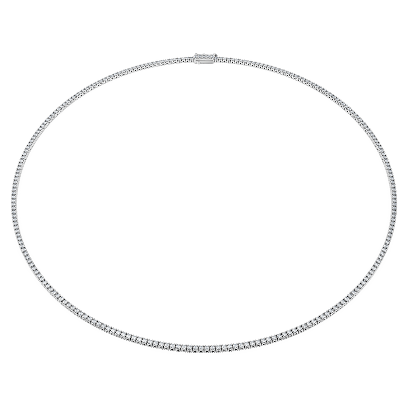 swarovski eternity tennis necklace  lab grown diamonds 3 ct tw  round shape  18k white gold