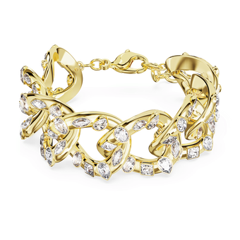 Imber bracelet, Statement, Mixed cuts, White, Gold-tone plated swarovski imber bracelet  statement  mixed cuts  white  gold tone plated