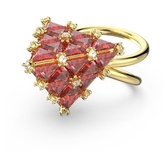 swarovski curiosa cocktail ring  triangle  orange  gold tone plated