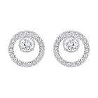 Creativity Circle Pierced Earrings, Small, White, Rhodium Plated