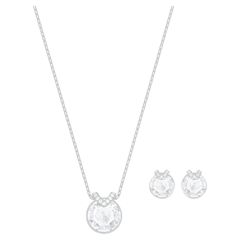 swarovski bella v set  round cut  white  rhodium plated