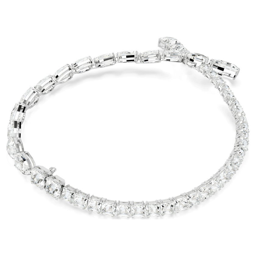 swarovski matrix necklace  mixed cuts  white  rhodium plated
