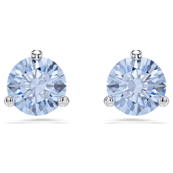 swarovski solitaire stud earrings  round cut  light blue  rhodium plated