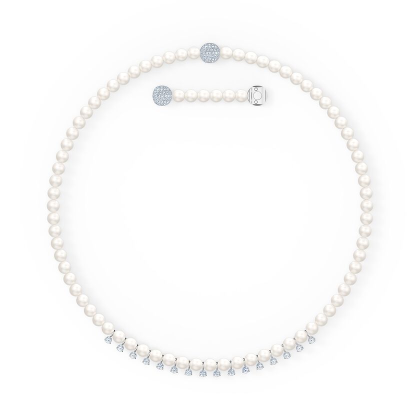 Treasure  Pearls Necklace, White, Rhodium plated