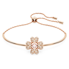 Idyllia bracelet, Clover, White, Rose gold-tone plated