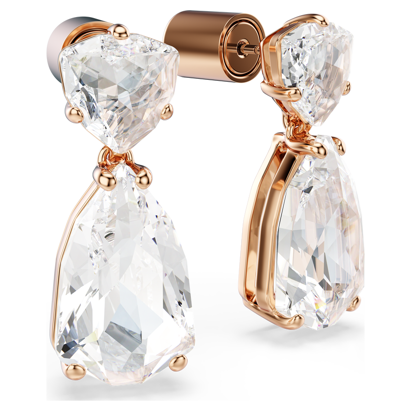 swarovski mesmera drop earrings  pear cut  white  rose gold tone plated