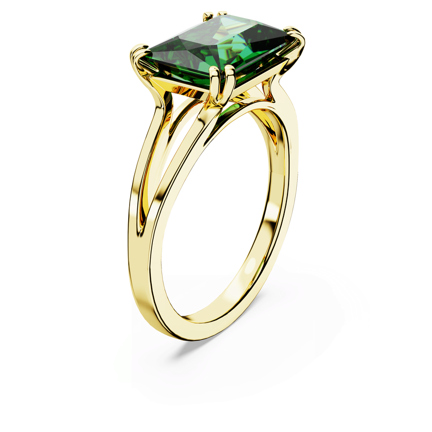 swarovski stilla cocktail ring  rectangular cut  green  gold tone plated