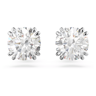 swarovski stilla stud earrings round cut white rhodium plated