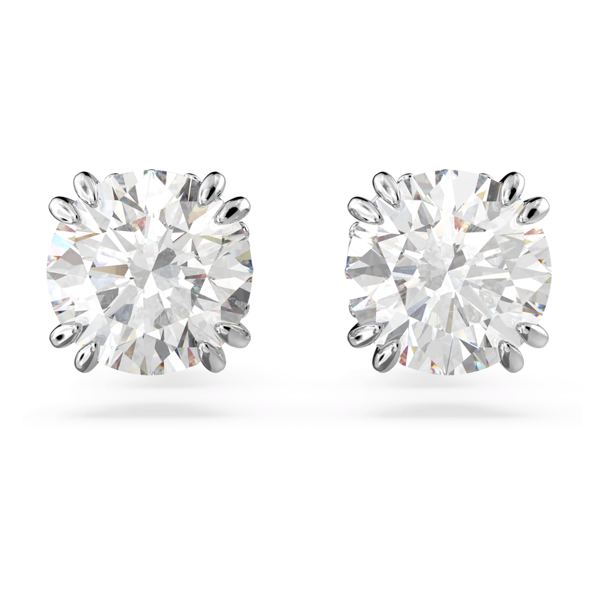 swarovski stilla stud earrings  round cut  white  rhodium plated