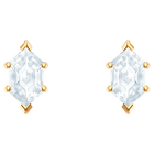 Oz Pierced Earrings, White, Gold plating