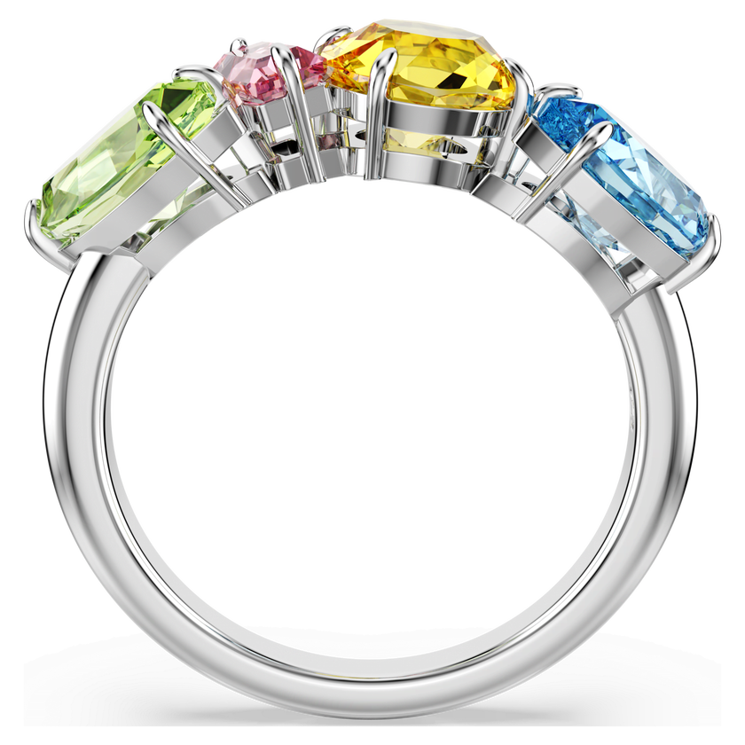 swarovski gema cocktail ring  mixed cuts  multicolored  rhodium plated